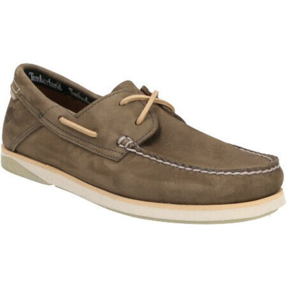 TIMBERLAND  MEN\'S ATLANTIS BREAK LEATHER BOAT SHOES OLIVE NUBUCK A2HZ9 ALL SIZES